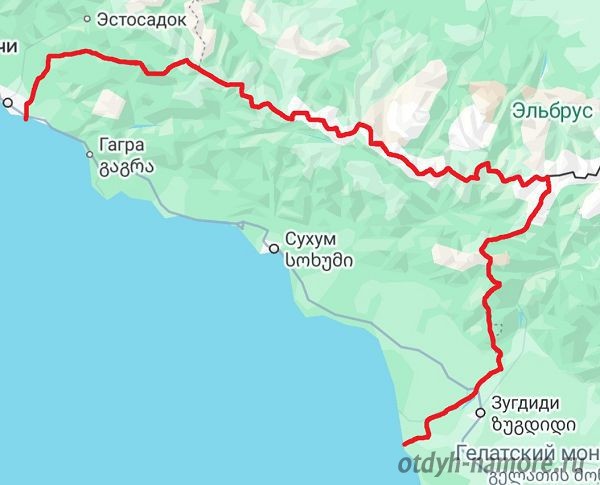 Абхазия на карте